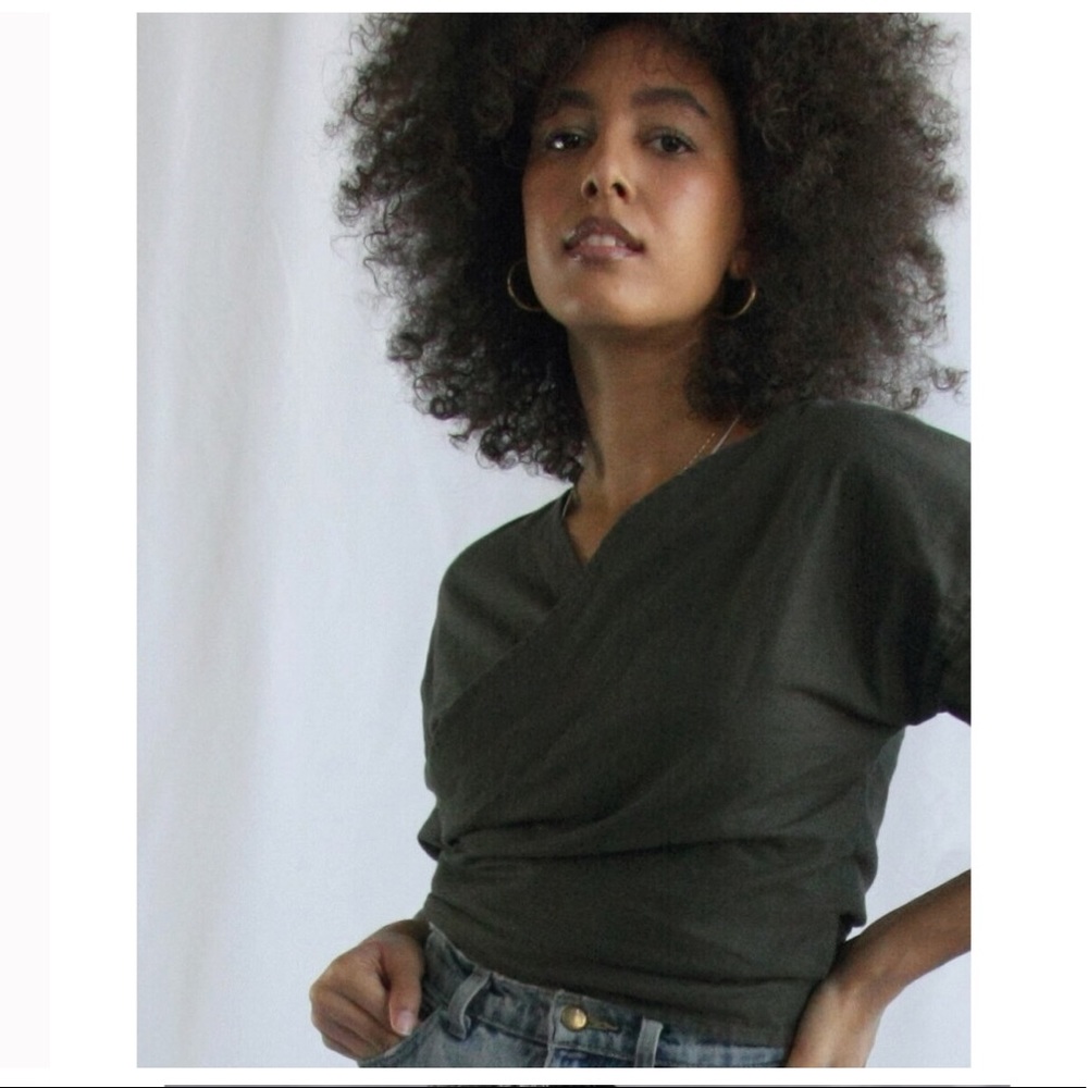Aurorei linen Yuna top - multi-way,  eucalyptus